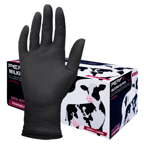 Box of 100-Perf 240mm Nitrile Powder Free Milking Gloves